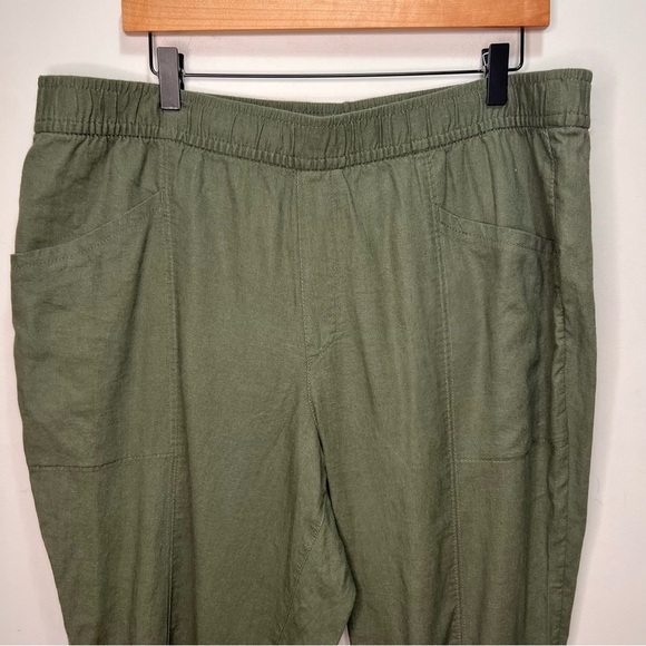Old Navy Straight Hi Rise Taper Linen Olive Pants Size XL - Picture 2 of 10